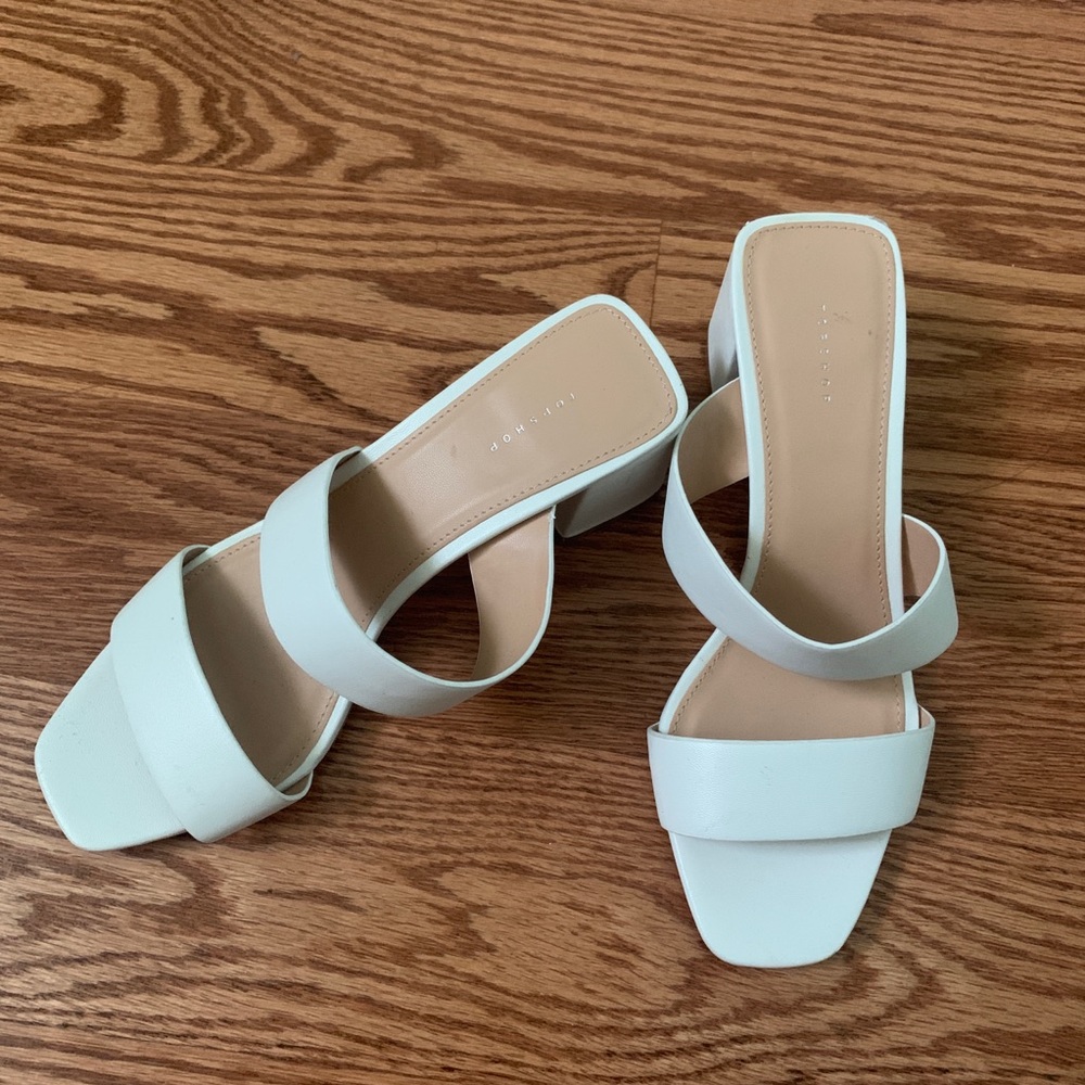 New Topshop White Double Strap Block Slides - image 3